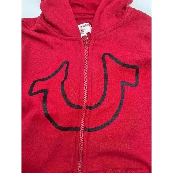 True Religion Boy's Size 7 Red Zip Up Hooded Jacket - Picture 2 of 6